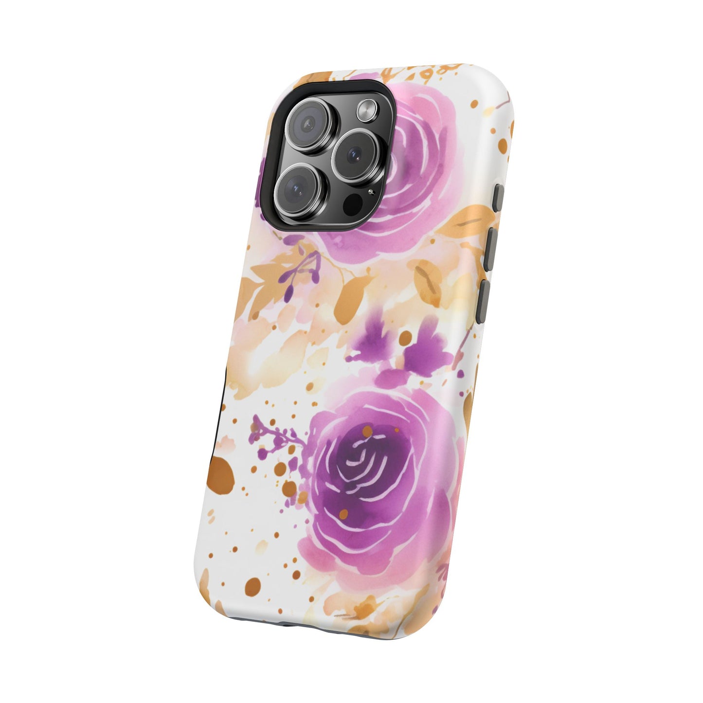 Soft Purple & Gold Floral Splash - MagSafe iPhone Series Case