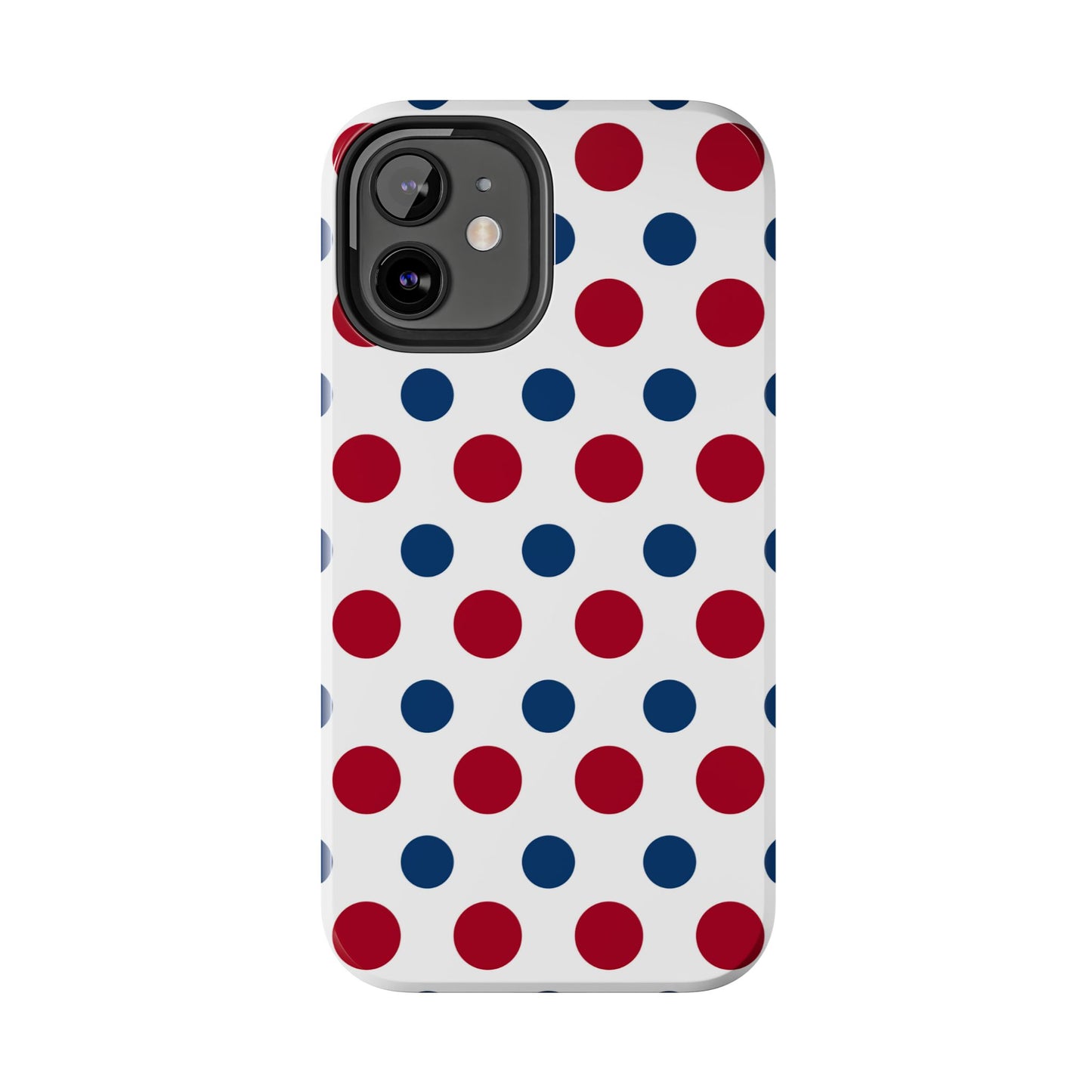 Patriotic Navy, White, and Red Polka Dot iPhone Case