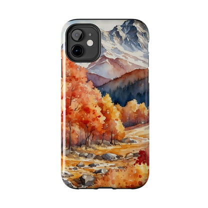 Watercolor Autumn Forest and Mountains - iPhone Case