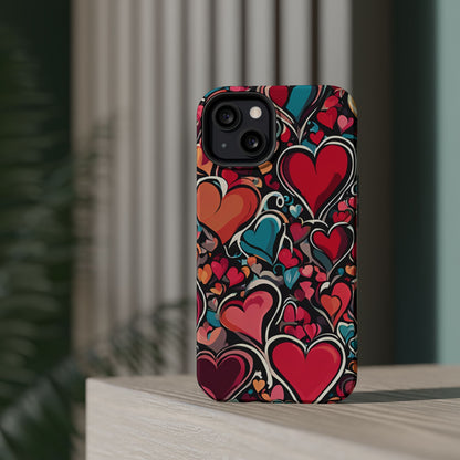 Vibrant Multicolor Heart Art – MagSafe-Compatible iPhone Case