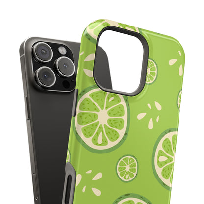 Zesty Lime Splash Tough MagSafe iPhone Case – Fresh Citrus Design, Dual-Layer Protection