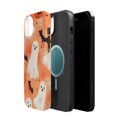 Spooky Cute Ghost MagSafe iPhone Case – Halloween Ghosts, Pumpkins, Bats & Cobwebs Design