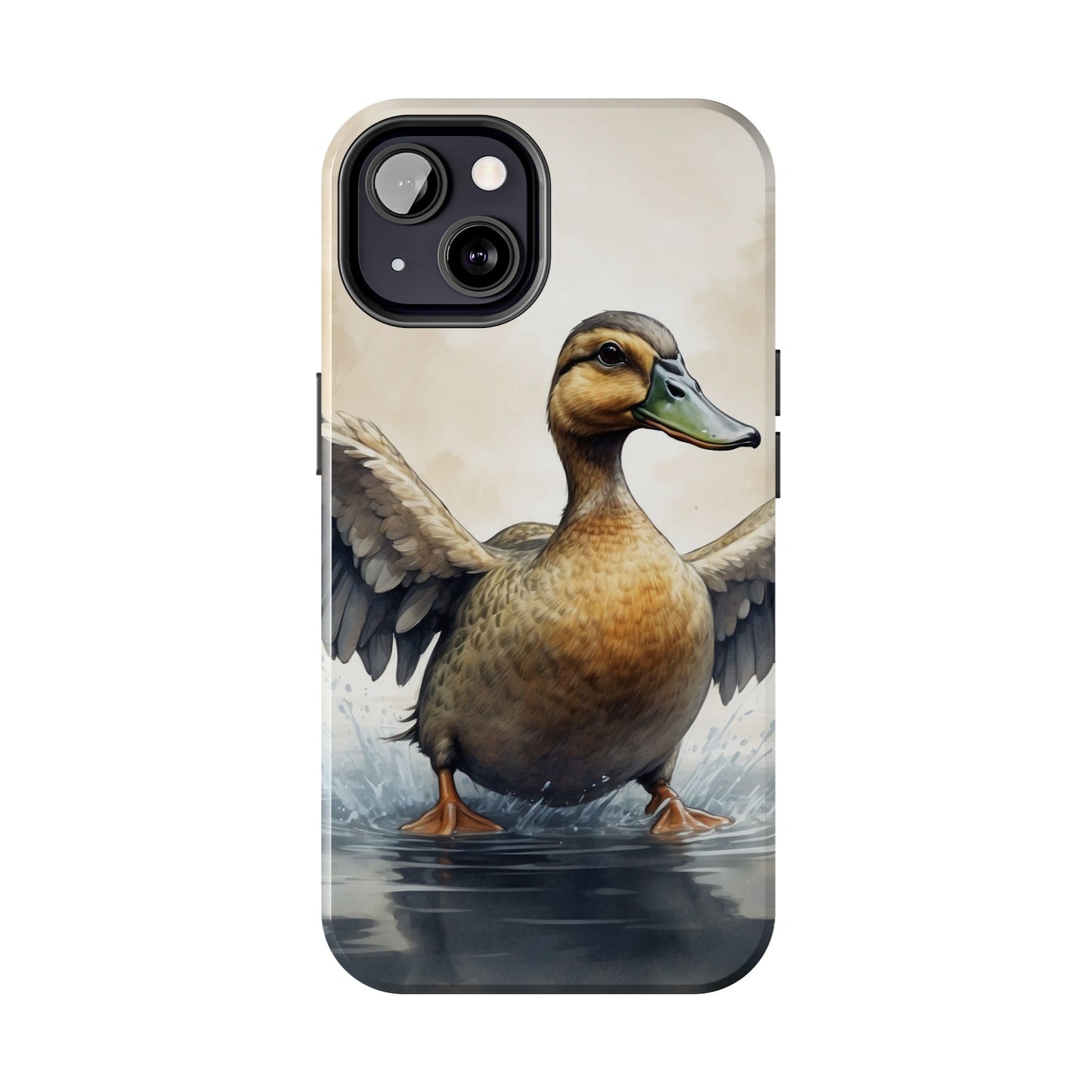 Graceful Duck in Watercolor Scene - iPhone Case