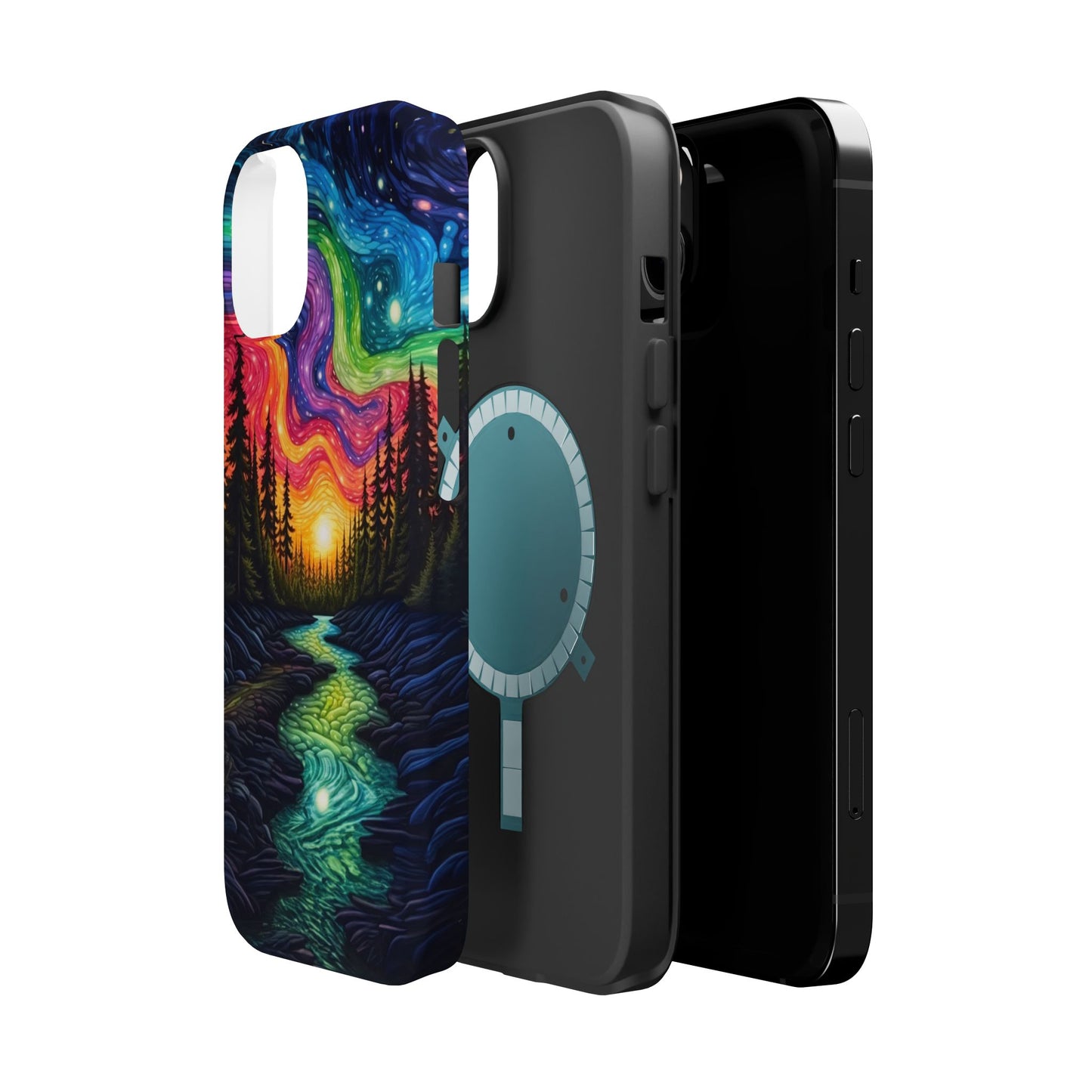 Celestial Nightscape MagSafe iPhone Case – Vibrant River and Starry Sky Design