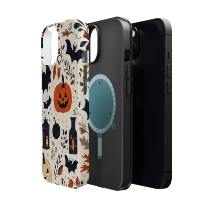 Charming Halloween MagSafe iPhone Case – Pumpkin, Bats, and Spooky Lantern Design