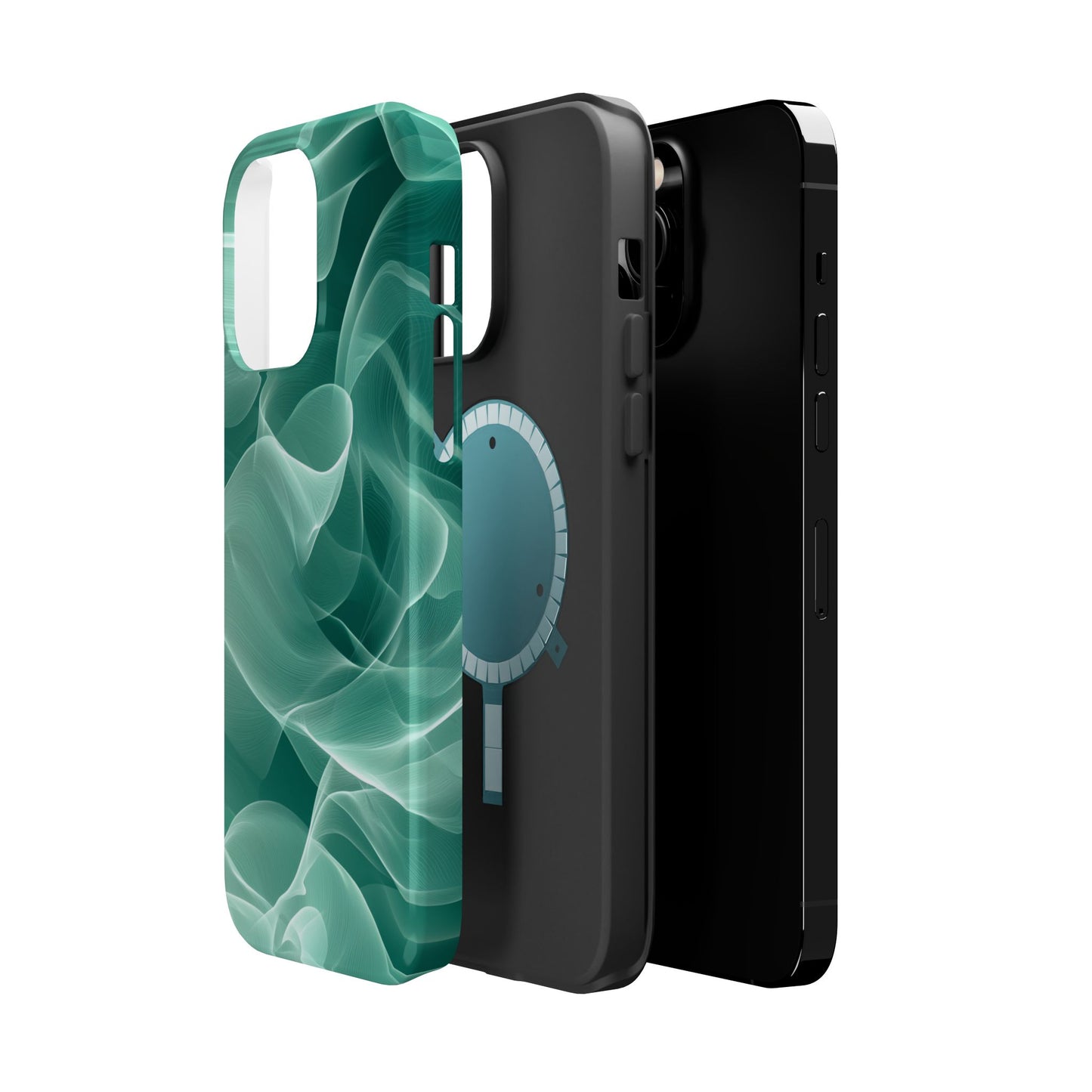 Emerald Flow MagSafe iPhone Case – Translucent Green Fabric-Inspired Design