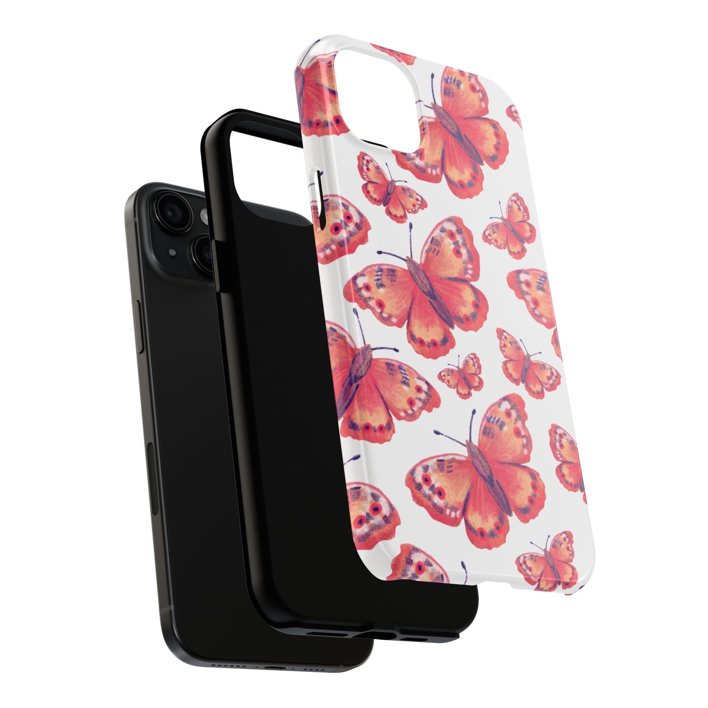 Coral Butterfly iPhone Case – Slim, Protective Design with Bold Watercolor Print