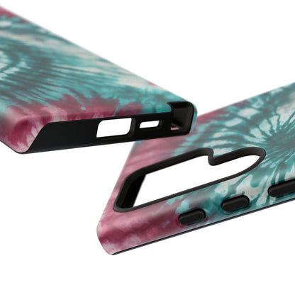 Teal and Pink Spiral Tie-Dye Samsung Galaxy Case – Boho Chic Design