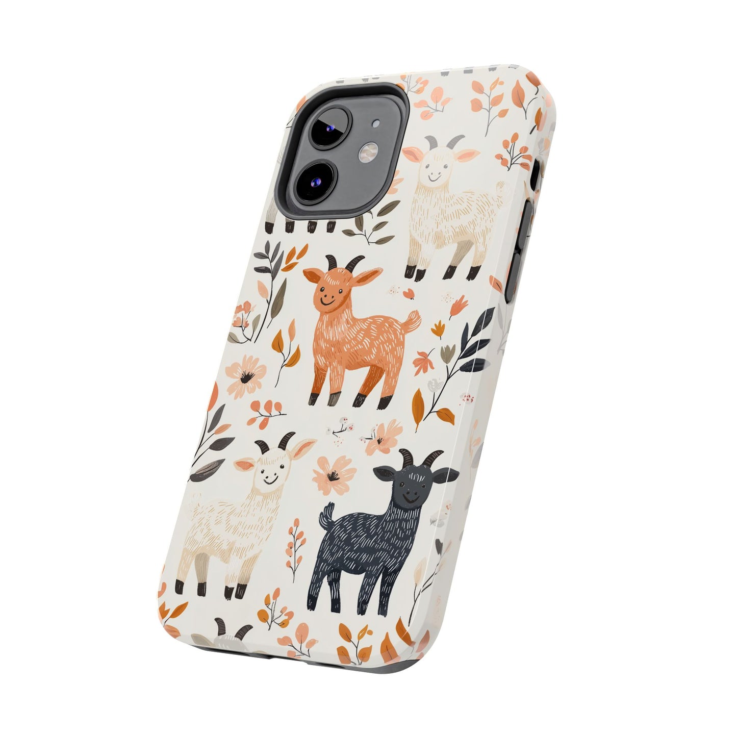 iPhone Case: Smiley Goats & Dried Flowers – Vintage Charm