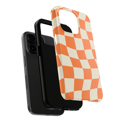 Wavy Retro Checkerboard iPhone Case – Shockproof, Matte Finish, Dual-Layer Protection