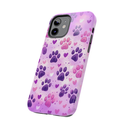 Purple Paw Print iPhone Case - Cute Pet-Themed Protective Cover