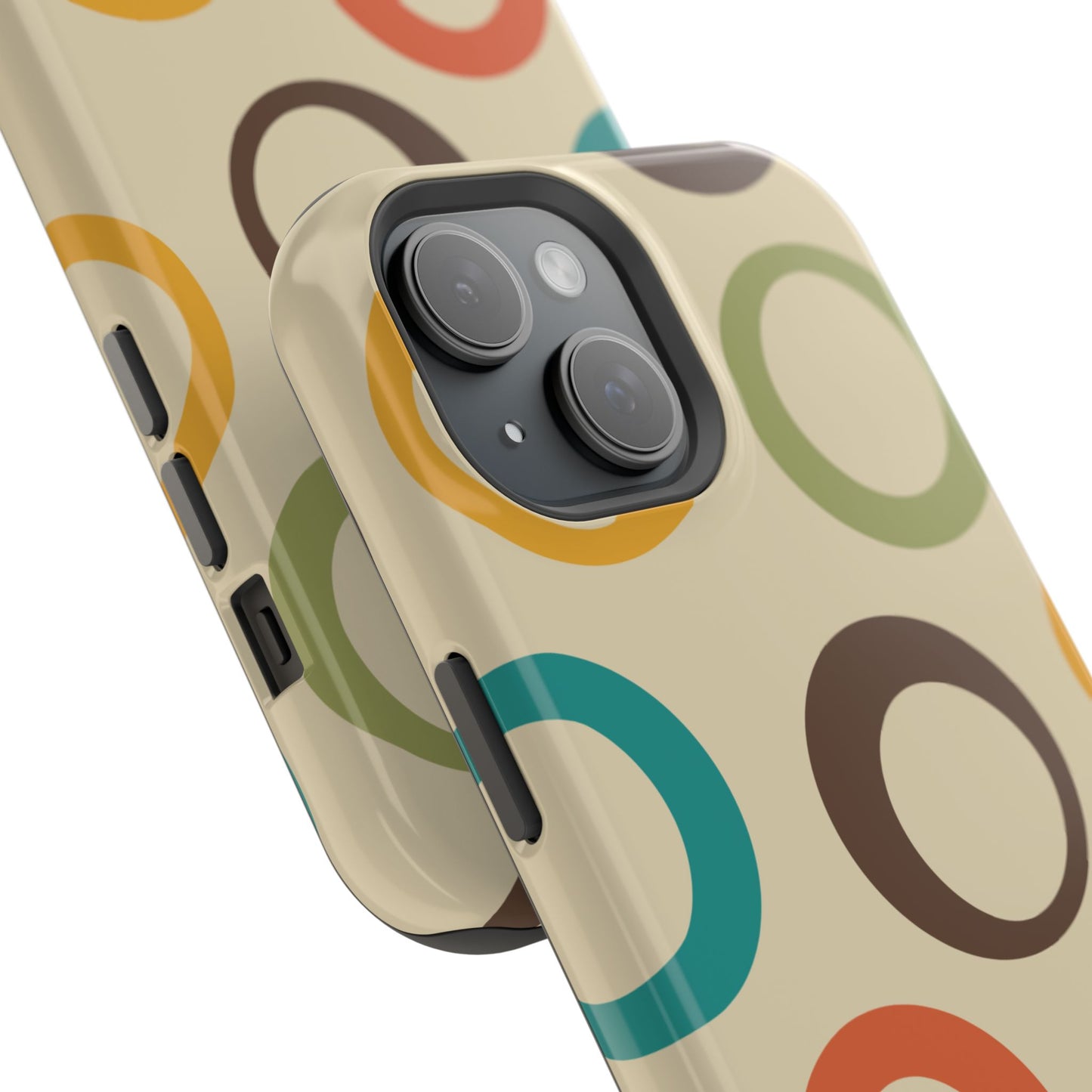 Retro Colorful Rings MagSafe iPhone Case – Shockproof, Matte Finish, Dual-Layer Protection