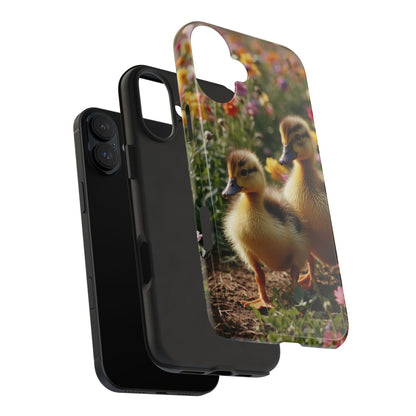 Charming Ducklings in Floral Garden - iPhone Case