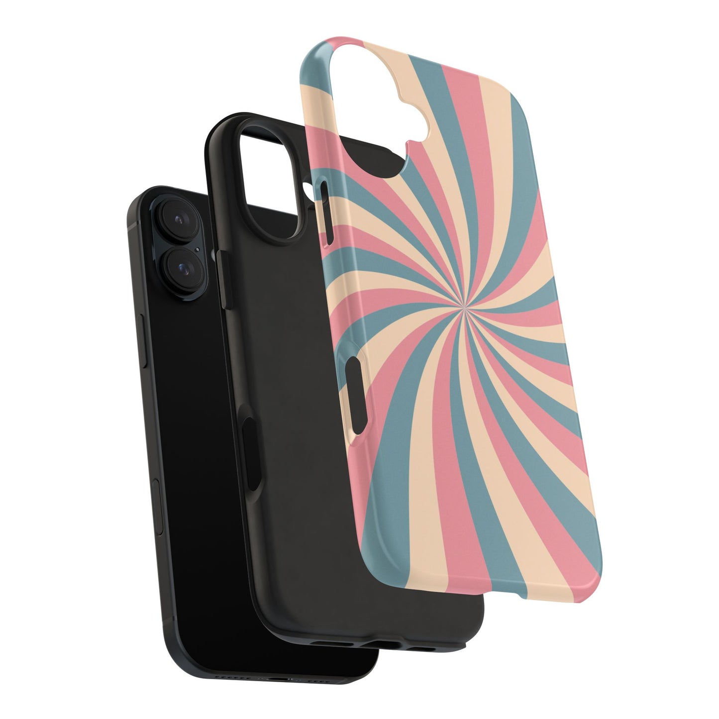 Vintage Pastel Swirl iPhone Case – Dual-Layer Protection with 70s-Inspired Design