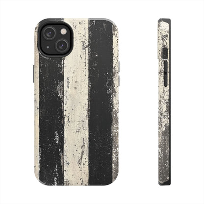 Vintage Vertical Stripe iPhone Case - Black & White Grunge Design - BOGO Cases