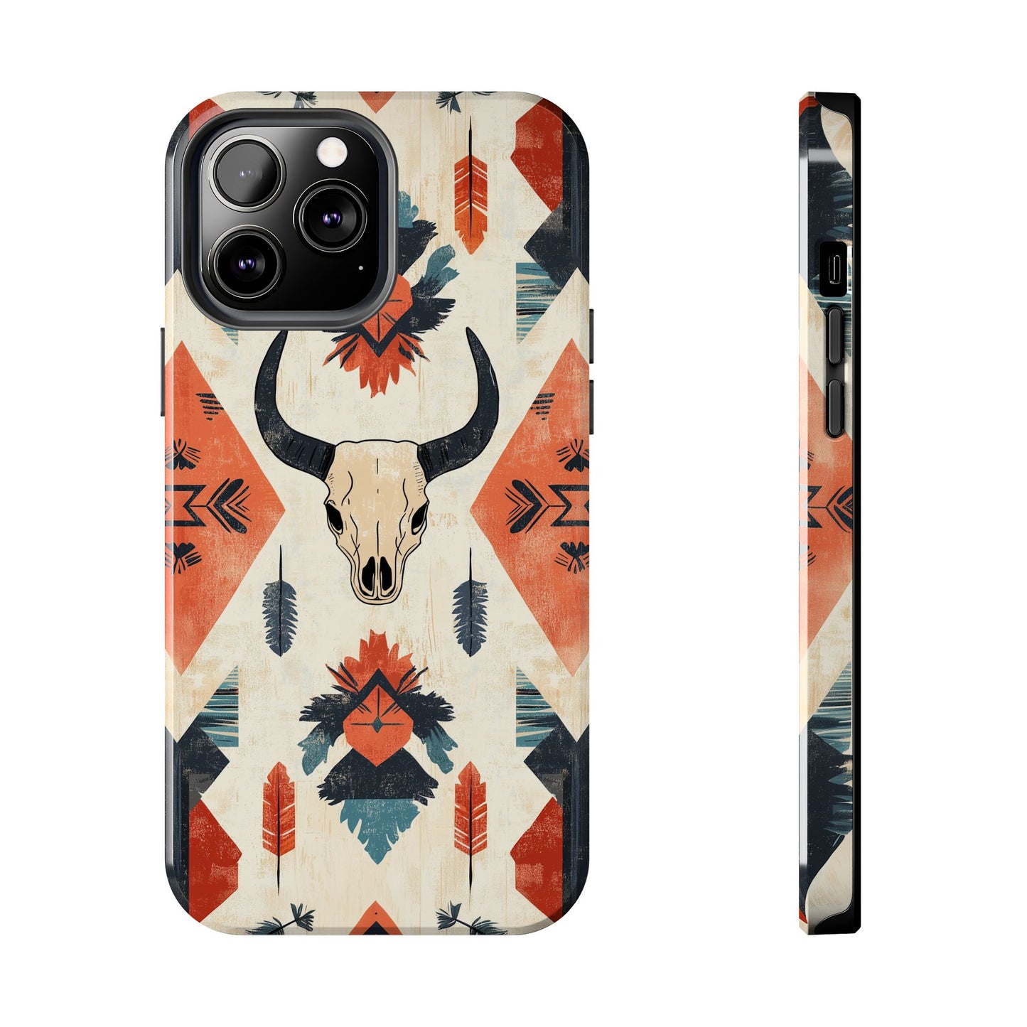 Southwestern Boho Skull Tough iPhone Case – Durable Matte Finish, Dual - Layer Protection - BOGO Cases