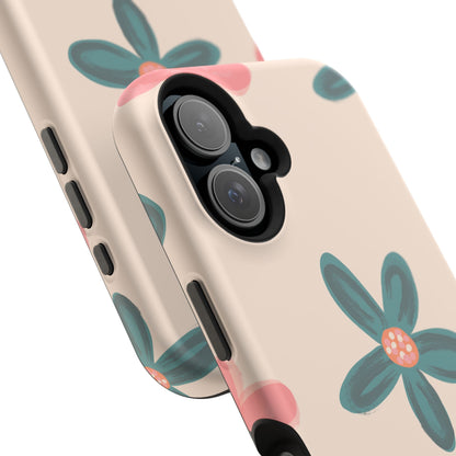 Vintage Floral Tough MagSafe iPhone Case – Soft Matte Finish with Dual-Layer Protection