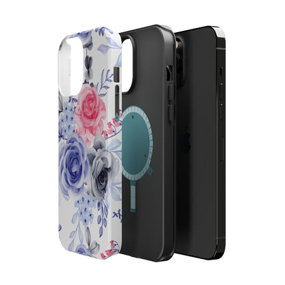 Elegant Blue Floral Watercolor Design – MagSafe iPhone Case