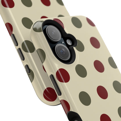 Red & Green Polka Dots on Cream – MagSafe iPhone Case