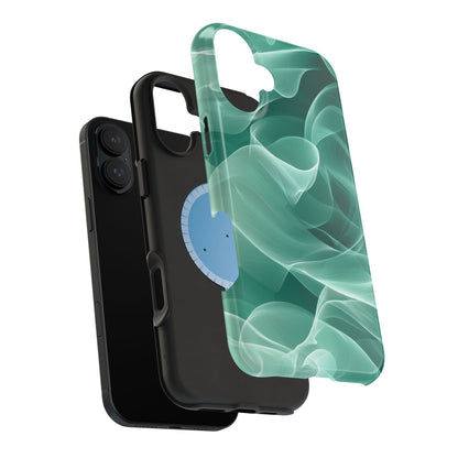 Emerald Flow MagSafe iPhone Case – Translucent Green Fabric-Inspired Design