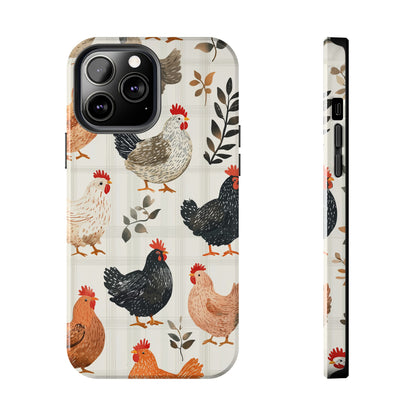 iPhone Case: Vintage Chicken & Leaves – Farmhouse Style Case