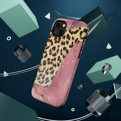 Pink Glam Leopard - MagSafe iPhone Series Case with Glitter Accents