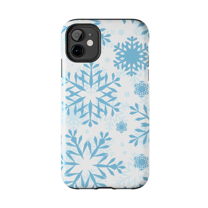 Frosty Blue Snowflakes iPhone Case – Shockproof, Smooth Matte Finish, Dual-Layer Design