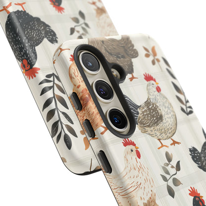 Samsung Galaxy Case: Vintage Chicken & Leaves – Farmhouse Style Case