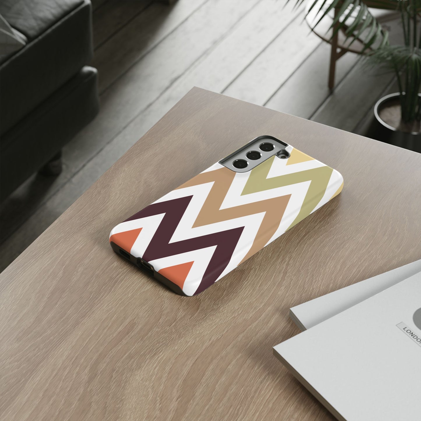 Earthy Chevron Samsung Galaxy Case – Boho-Inspired Design with Dual-Layer Protection