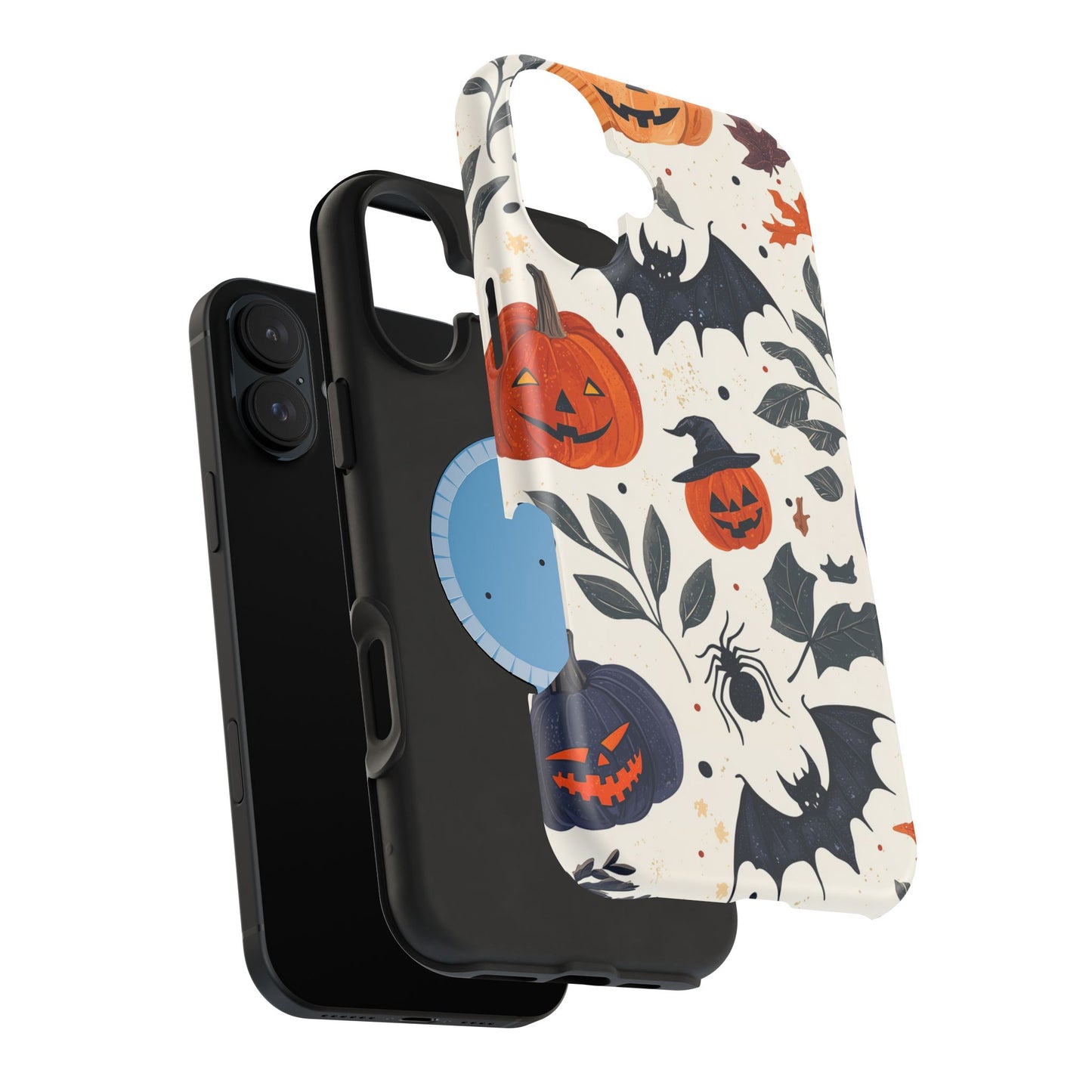 Spooky Halloween MagSafe iPhone Case – Pumpkins, Bats, and Spider Design