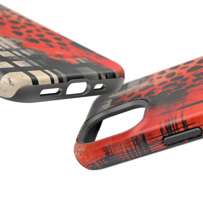 MagSafe iPhone Case: Cheetah Plaid – Red & Black Pattern