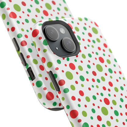 Red & Green Christmas Polka Dots – MagSafe iPhone Case