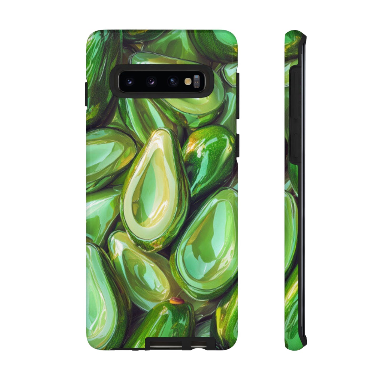 Glossy Avocado Samsung Galaxy  Case – Sleek Green 3D Fruit Design, Durable and Stylish