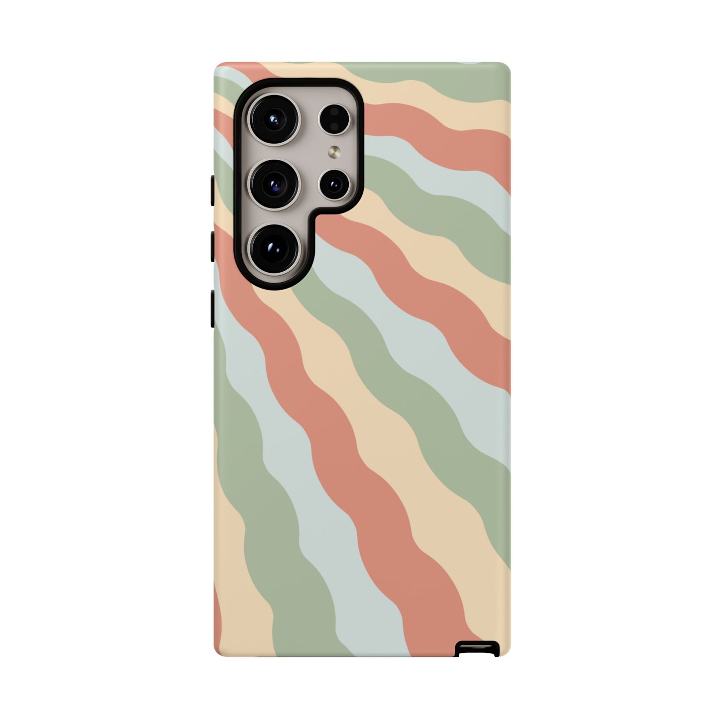 Earthy Retro Waves Samsung Galaxy Case – 70s-Inspired Wavy Stripes in Soft Green, Cream, and Rust