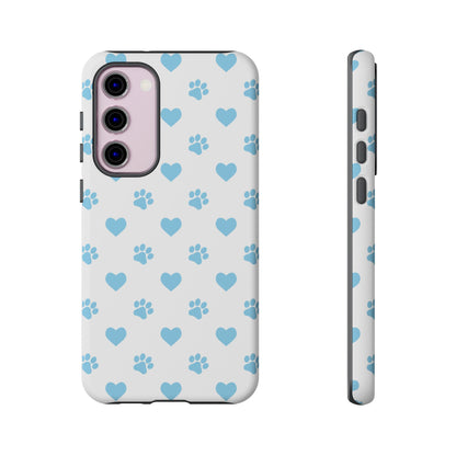 Blue Paw Prints & Hearts – Samsung Galaxy Case for Pet Lovers