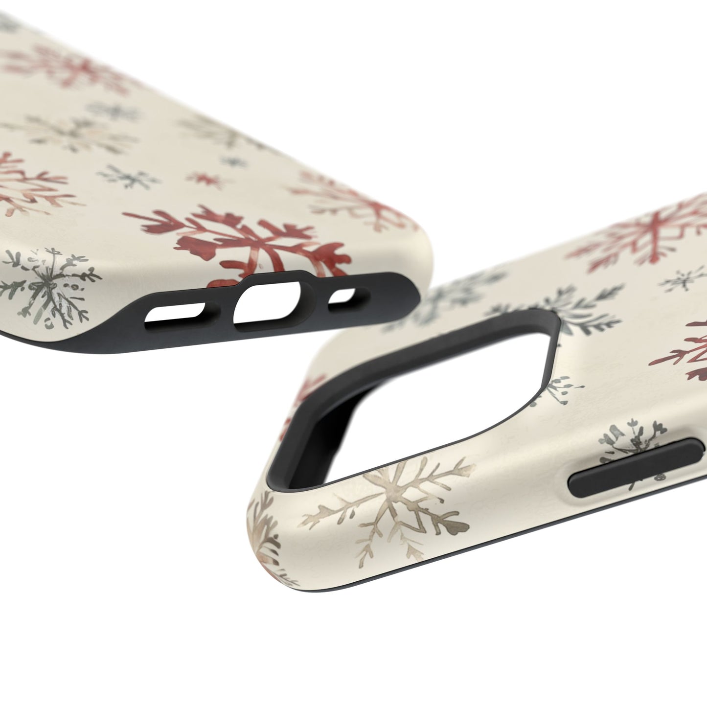 Vintage Red and Gray Snowflake Pattern – MagSafe iPhone Series Case