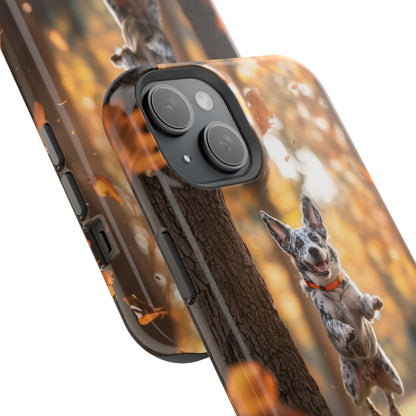 Energetic Blue Heeler Forest Pup MagSafe iPhone Case – Durable Outdoor-Inspired Design