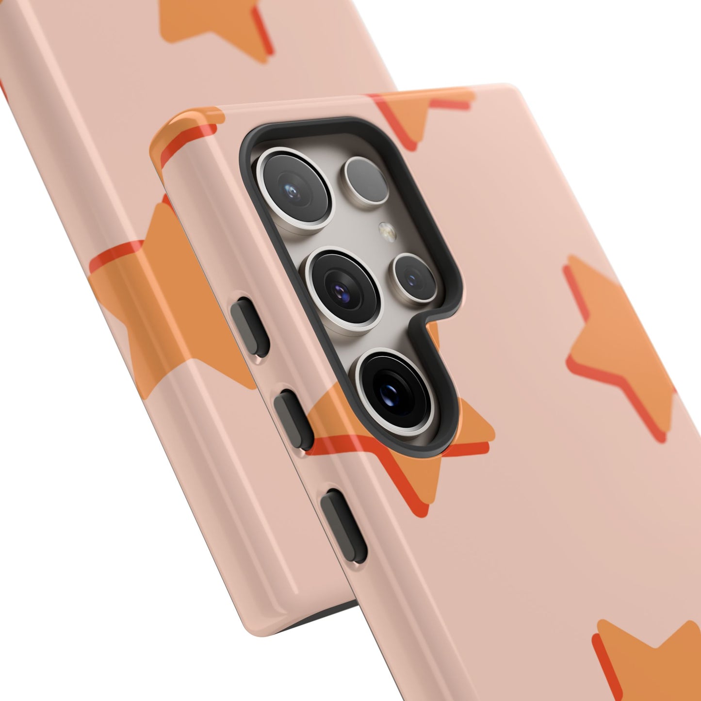 Retro Orange Stars Samsung Galaxy Case – Shock-Resistant, Smooth Matte Finish, Dual-Layer Design