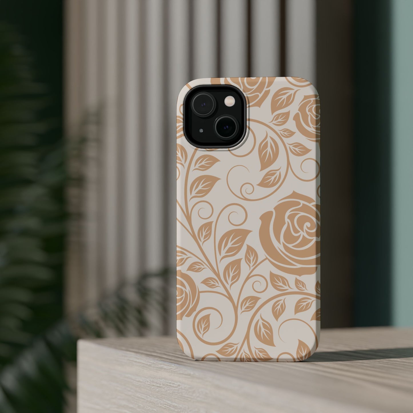 Vintage Rose Vine Tough MagSafe iPhone Case – Elegant Floral Pattern with Dual-Layer Protection