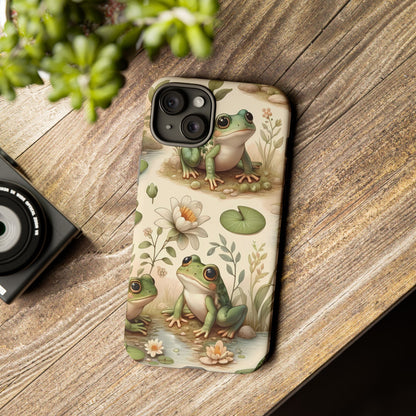 Cute Frogs Phone Case - Pond Pals Frolic - Charming Frog Lily Pad Phone Case for iPhone, Google & Samsung! Great Gift For Any Frog Lover!