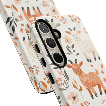 Samsung Galaxy Case: Smiley Goats & Dried Flowers – Vintage Charm