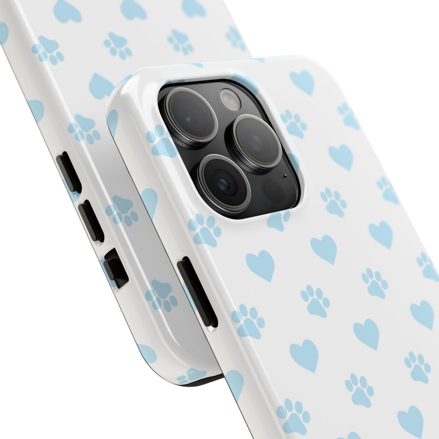 Light Blue Paw Prints & Hearts – iPhone Case for Animal Lovers