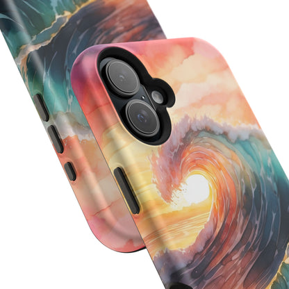 Ocean Sunrise Wave MagSafe iPhone Case – Vibrant Watercolor Wave Design