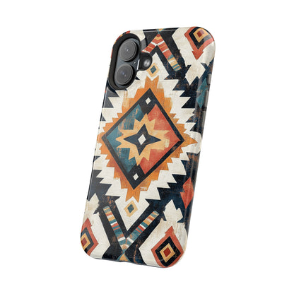 Vintage Southwestern Diamond Tough MagSafe iPhone Case – Rustic Tribal Design, Dual-Layer Protection