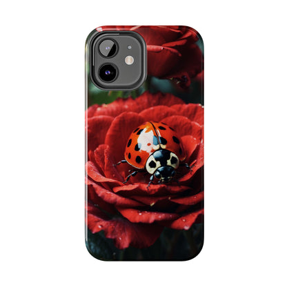 Elegant Rose & Ladybug Charm - iPhone Series Case