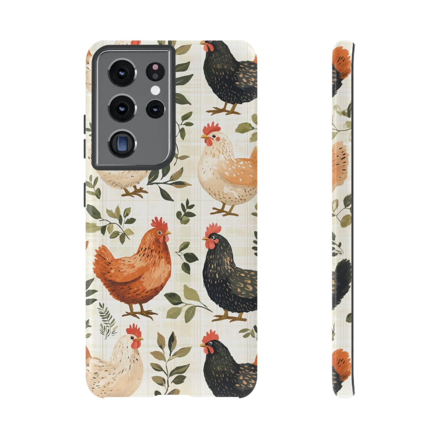 Samsung Galaxy Case: Vintage Chicken Farmhouse Case – Rustic Leaves Design