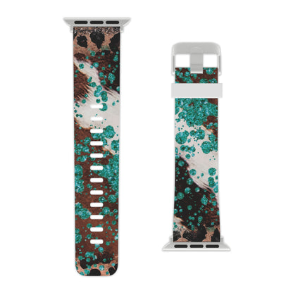 Teal Glitter Cowhide Apple Watch Band