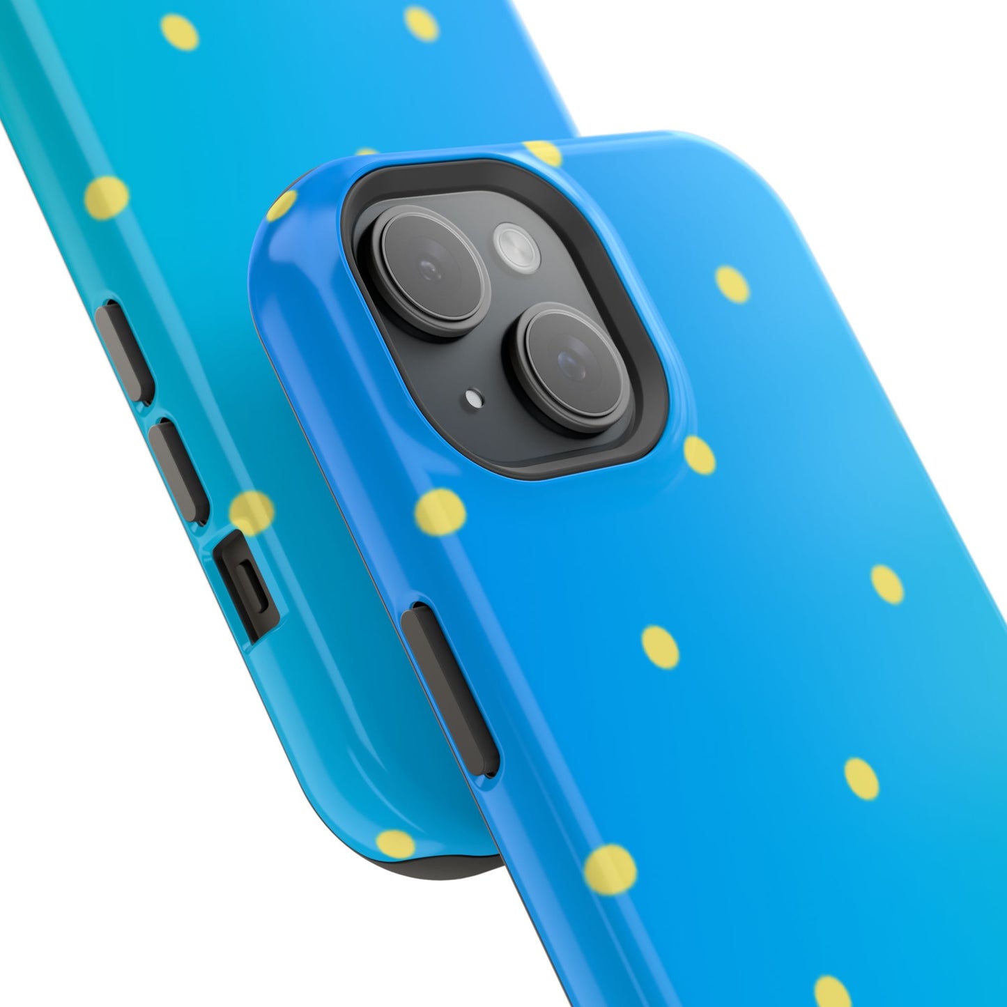 Blue Ocean Gradient Polka Dots MagSafe iPhone Case – Shockproof, Smooth Matte Finish, Dual-Layer Design