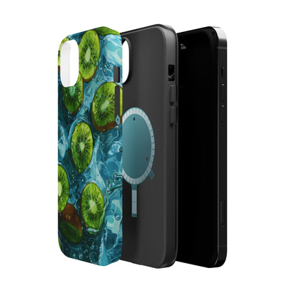 Tropical Kiwi Splash MagSafe iPhone Case – Tough Dual-Layer, Vibrant Summer Design