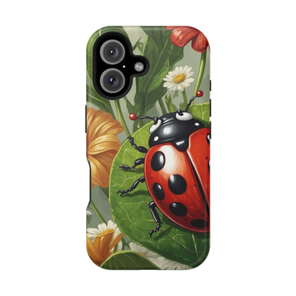 Ladybug Garden MagSafe iPhone Case – Whimsical Floral Design